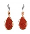 Silvia Kelly Earrings - Pendants in 18K Rose Gold with Red Coral Cameo - 0