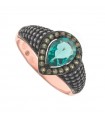 Salvatore Plata Women's Ring - Afternoon Rose Gold with Green Crystals and Yellow Zircons Size 12