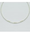 Miluna Woman's Necklace - with 4-4-5 mm Freshwater Pearls and Dotted Diamond Gold Spheres - 0
