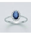 Miluna Woman's Ring - in 18K White Gold with Natural Diamonds and Sapphire - 0