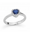Miluna Woman Ring - in 18K White Gold Heart with Natural Diamonds and Sapphires 0.63 ct - 0