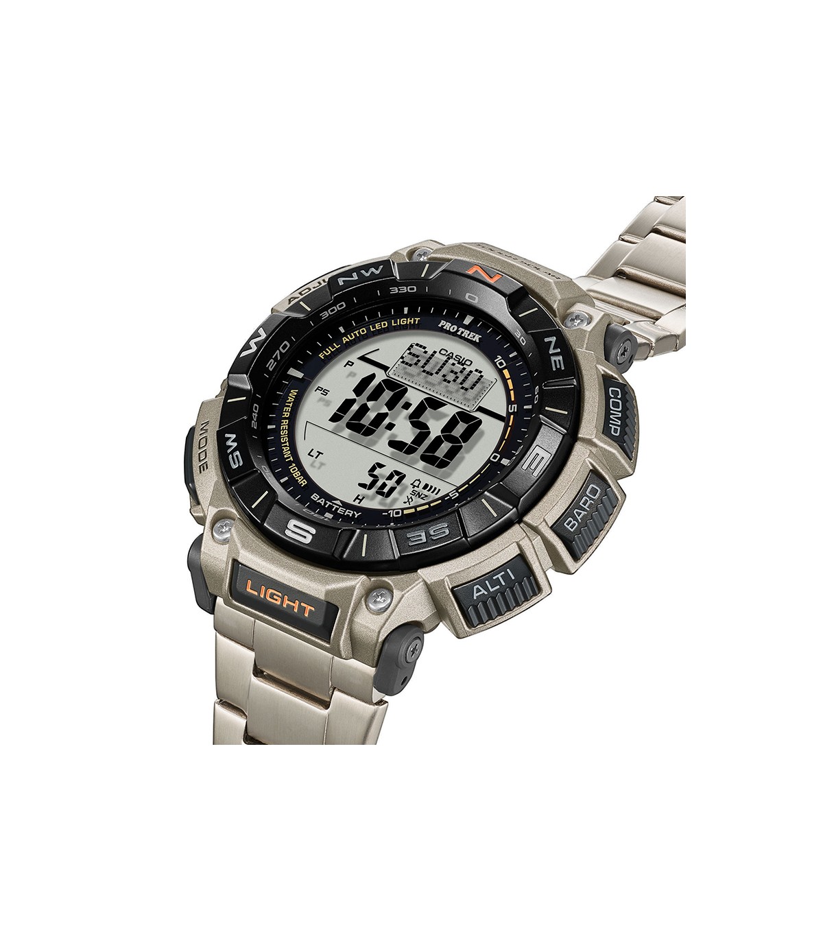 Casio Watch - Pro Trek -Multifunction-Solar-Silver-52mm-PRG340T7ER