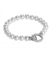 Boccadamo Women's Bracelet - Pearls with String of Pearls and Silver Clasp with Zircons