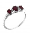 Giorgio Visconti Woman's Ring - Trilogy in 18K White Gold with Natural Diamonds and 0.71 ct Rubies - 0
