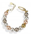 Boccadamo Women's Bracelet - Pearls in 925% Gold Silver with Platinum and Peach Pearls