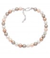 Collana Boccadamo da Donna - Perle in Argento 925% Rodiato con Boule di Strass e Perle Chiare