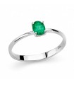 Miluna Woman Ring - in 18K White Gold with Green Emerald 0.32 ct - 0
