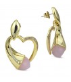 Boccadamo Women's Earrings - Caleida Mediterranea Line Gold Heart Pendants with Pink Crystals
