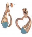 Boccadamo Women's Earrings - Caleida Linea Mediterranea Heart Rose Gold Pendants with Aqua Crystal