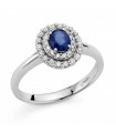 Miluna Woman Ring - in 18K White Gold with Natural Diamonds and 0.43 ct Blue Sapphire - 0