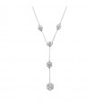 Salvini Woman Necklace - in 18K White Gold with Flowers Pendant and 0.60 carat Natural Diamonds - 0