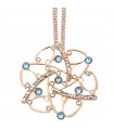 Boccadamo Necklace for Woman - Mediterranean Harem Rose Gold Maxi Flower with Aquamarine Crystals