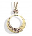 Boccadamo Women's Necklace - Gold Mediterranean Line Harem with Large Pendant and Crystals