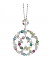 Boccadamo Necklace for Woman - Magic Circle Mediterranea Silver with Circle Pendant and Colored Crystals