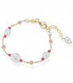 Lelune Glamor Bracelet for Woman - Cristelle Summer Gold with Pink Zircons and Pearls