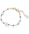 Lelune Glamor Woman's Bracelet - Cristelle Summer Rose Gold with Light Blue Zircons and Pearls