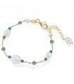 Bracciale Lelune Glamour da Donna - Cristelle Summer in Argento Dorato con Zirconi Azzurri e Perle