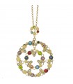 Boccadamo Necklace for Woman - Magic Circle Mediterranea Gold with Circle Pendant and Colored Crystals