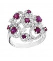 Chirico Woman's Ring - Fantasy in 18K White Gold with Natural Diamonds and 1.28 ct Rubies - 0