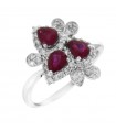 Chirico Woman's Ring - Rosetta in 18K White Gold with Natural Diamonds and 1.30 ct Rubies - 0