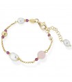 Bracciale Lelune Glamour da Donna - Cristelle Summer in Argento Dorato con Perle e Spinelli Viola