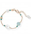 Bracciale Lelune Glamour da Donna - Cristelle Summer in Argento Rosato con Perle e Spinelli Turchesi