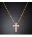 Chiara Ferragni Women's Necklace - Gold Crosses with Squared Cross Pendant and White Zircons - 0