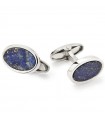 Unoaerre Men's Cufflinks - Ovals in White 925% Silver with Lapis Lazuli Stones