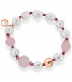 Lelune Glamor Bracelet for Woman - Sophie in Rosy 925% Silver with Pearls and Pink Jade Spheres