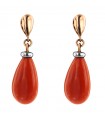 Silvia Kelly Earrings - 18K Rose Gold Drop Pendants in Red Coral - 0