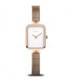 Bering Ladies Watch - Classic Petite Square Rose Gold 35x20mm White