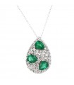 Chirico Woman's Necklace - in 18K White Gold with Drop Pendant Natural Diamonds and Emeralds 0.91 ct - 0