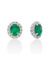 Miluna Women's Earrings - Ovals in 18K White Gold with Natural Diamonds and Emeralds 0.64 ct - 0