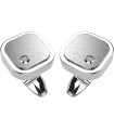 Zancan Cufflinks for Men - Hi Teck in Steel with White Sapphires - 0