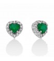 Miluna Women's Earrings - Heart in 18K White Gold with Natural Diamonds and Emeralds 0.46 ct - 0