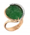 Silvia Kelly Ring - in 18K Rose Gold with Green Jade and Natural Diamonds 0.10 ct - 0