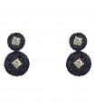Chirico Earrings - in 18k White Gold with Natural Diamonds and Sapphires 0.73 ct - 0