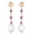 Lelune Glamor Woman's Earrings - Cristelle Summer Pendants Made of 925% Rosé Silver with Pink Spinels and Pearls