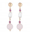Lelune Glamor Earrings for Woman - Cristelle Summer in 925% Rosy Silver with Baroque Pearls and Pink Jade