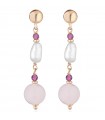 Orecchini Lelune Glamour da Donna - Cristelle Summer in Argento 925% Rosato con Perle Barocche e Giada Rosa