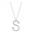 Buonocore Necklace - You Are in 18K White Gold with Letter S and Natural Diamonds 0.56 ct - 0