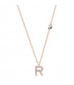 Buonocore Necklace - You Are in 18K Rose Gold with Letter R and Natural Diamonds 0.06 ct - 0