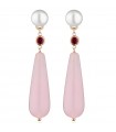 Lelune Glamor Earrings for Woman - Sophie in 925% Rosé Silver with Freshwater Pearls and Pink Jade