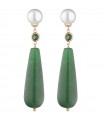 Lelune Glamor Earrings for Woman - Sophie in 925% Rosé Silver with Freshwater Pearls and Teardrop Green Jade