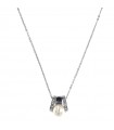 Nimei Necklace for Women - in 18K White Gold with Akoya Pearl, Natural Diamonds and Blue Sapphire - 0