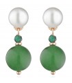 Lelune Glamor Earrings for Woman - Sophie in Rosé 925% Silver with Green Spinel and Green Jade