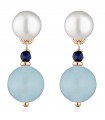 Lelune Glamor Earrings for Woman - Sophie in 925% Rosé Silver with Blue Spinel and Blue Jade