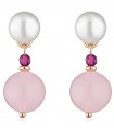 Lelune Glamor Earrings for Woman - Sophie in 925% Rose Gold with Fuchsia Spinel and Pink Jade