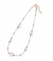 Collana Lelune Glamour da Donna - Cristelle Summer in Argento 925% Rosato con Zirconi Rosa e Perle Freshwater