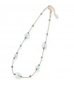 Lelune Glamor Necklace for Woman - Cristelle Summer in 925% Rose Gold with Light Blue Zircons and Freshwater Pearls - 0